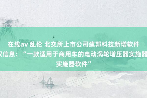 在线av 乱伦 北交所上市公司建邦科技新增软件著述权信息：“一款适用于商用车的电动涡轮增压器实施器软件”