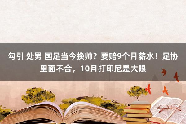 勾引 处男 国足当今换帅？要赔9个月薪水！足协里面不合，10月打印尼是大限