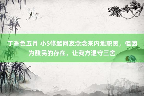 丁香色五月 小S修起网友念念来内地职责，但因为酸民的存在，让我方退守三舍