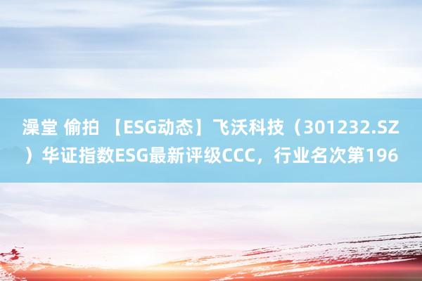 澡堂 偷拍 【ESG动态】飞沃科技（301232.SZ）华证指数ESG最新评级CCC，行业名次第196