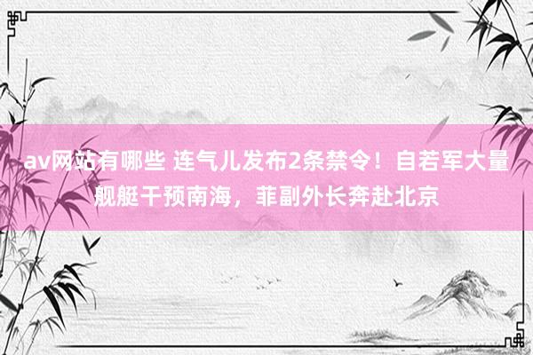 av网站有哪些 连气儿发布2条禁令！自若军大量舰艇干预南海，菲副外长奔赴北京