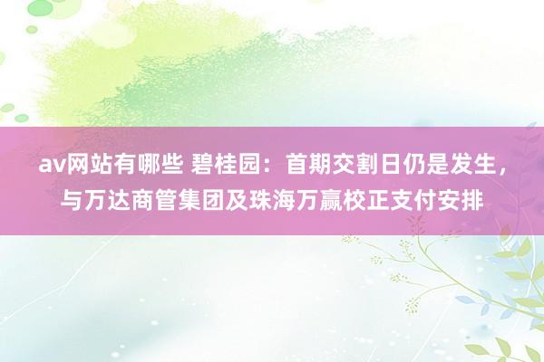 av网站有哪些 碧桂园：首期交割日仍是发生，与万达商管集团及珠海万赢校正支付安排