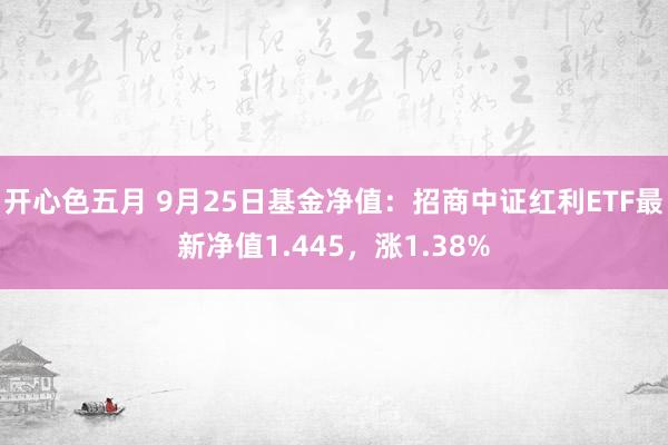 开心色五月 9月25日基金净值：招商中证红利ETF最新净值1.445，涨1.38%