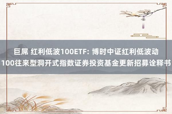 巨屌 红利低波100ETF: 博时中证红利低波动100往来型洞开式指数证券投资基金更新招募诠释书