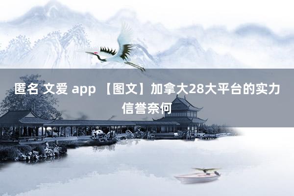 匿名 文爱 app 【图文】加拿大28大平台的实力信誉奈何