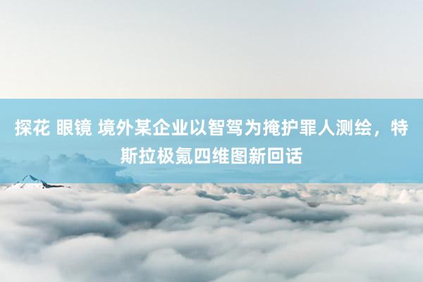 探花 眼镜 境外某企业以智驾为掩护罪人测绘，特斯拉极氪四维图新回话