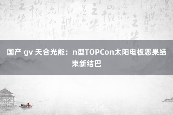 国产 gv 天合光能：n型TOPCon太阳电板恶果结束新结巴