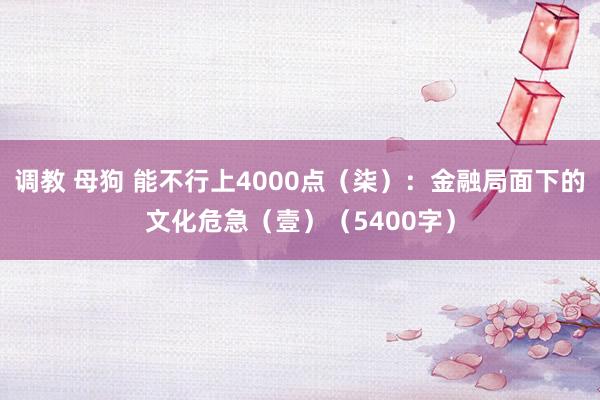 调教 母狗 能不行上4000点（柒）：金融局面下的文化危急（壹）（5400字）