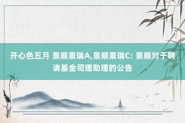 开心色五月 景顺景瑞A，景顺景瑞C: 景顺对于聘请基金司理助理的公告