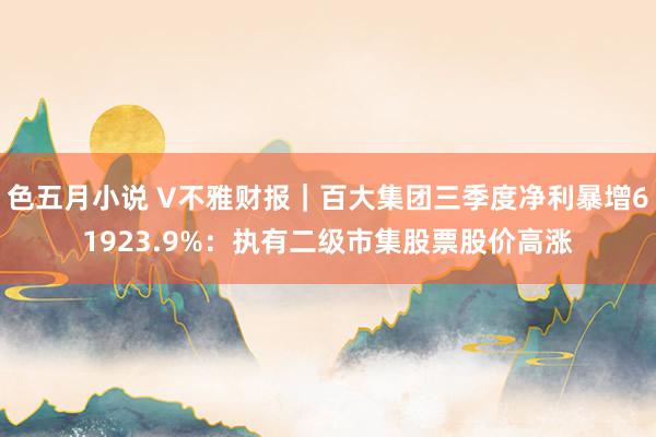 色五月小说 V不雅财报｜百大集团三季度净利暴增61923.9%：执有二级市集股票股价高涨