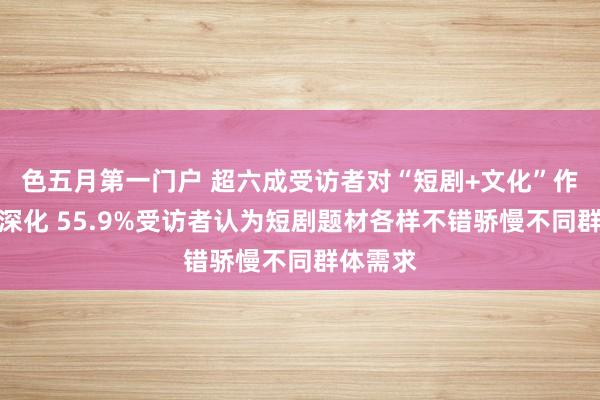 色五月第一门户 超六成受访者对“短剧+文化”作品印象深化 55.9%受访者认为短剧题材各样不错骄慢不同群体需求