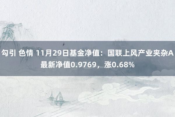 勾引 色情 11月29日基金净值：国联上风产业夹杂A最新净值0.9769，涨0.68%