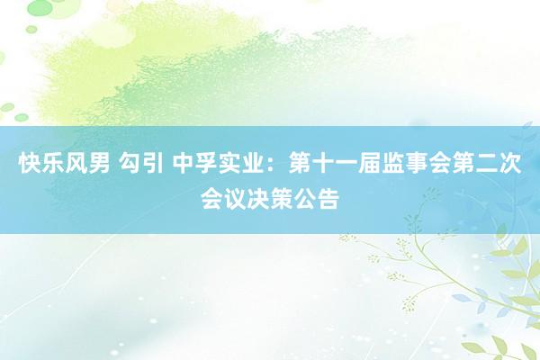 快乐风男 勾引 中孚实业：第十一届监事会第二次会议决策公告