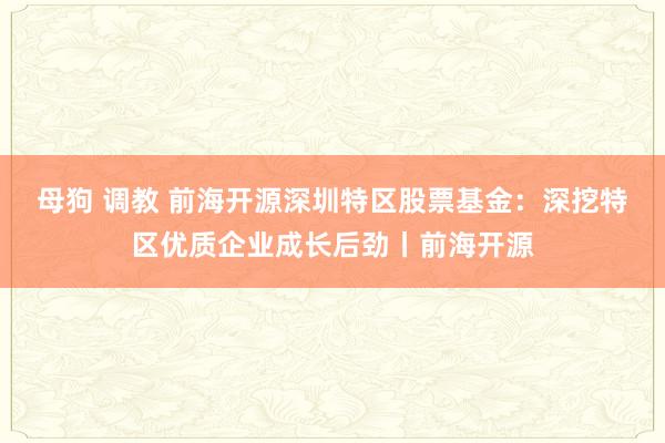 母狗 调教 前海开源深圳特区股票基金：深挖特区优质企业成长后劲丨前海开源