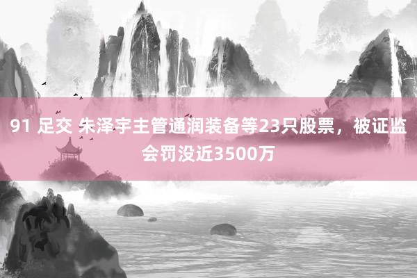 91 足交 朱泽宇主管通润装备等23只股票，被证监会罚没近3500万