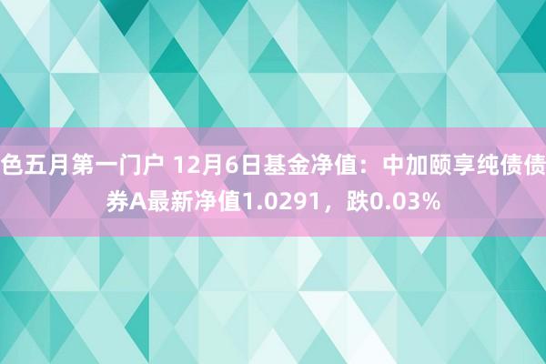 色五月第一门户 12月6日基金净值：中加颐享纯债债券A最新净值1.0291，跌0.03%