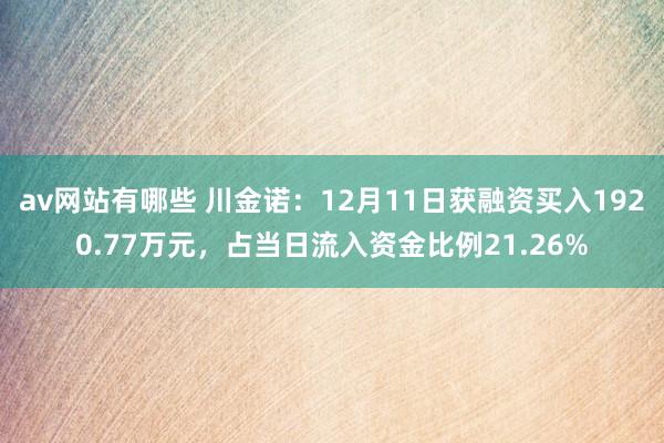 av网站有哪些 川金诺：12月11日获融资买入1920.77万元，占当日流入资金比例21.26%