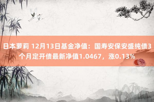 日本萝莉 12月13日基金净值：国寿安保安盛纯债3个月定开债最新净值1.0467，涨0.13%