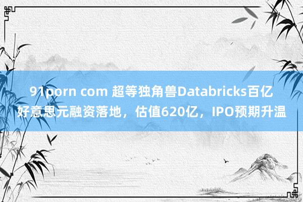 91porn com 超等独角兽Databricks百亿好意思元融资落地，估值620亿，IPO预期升温