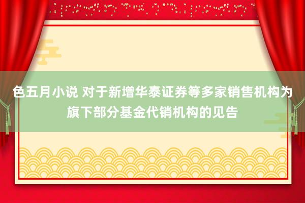 色五月小说 对于新增华泰证券等多家销售机构为旗下部分基金代销机构的见告