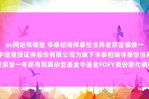 av网站有哪些 华泰柏瑞祥泰恰当养老宗旨偏债一年(FOF)Y: 对于增多中信建投证券股份有限公司为旗下华泰柏瑞祥泰恰当养老宗旨一年抓有期羼杂型基金中基金FOFY类份额代销机构同期通畅基金定投业务的见知