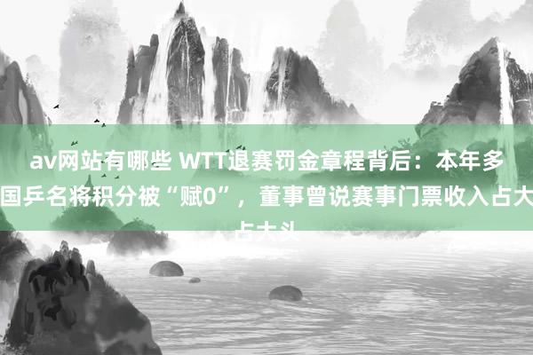 av网站有哪些 WTT退赛罚金章程背后：本年多名国乒名将积分被“赋0”，董事曾说赛事门票收入占大头