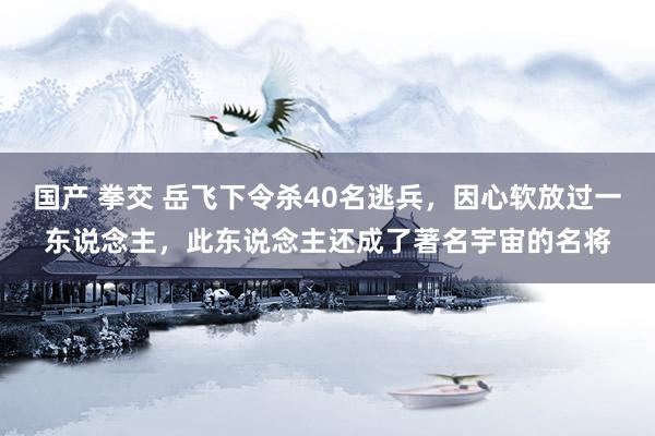 国产 拳交 岳飞下令杀40名逃兵，因心软放过一东说念主，此东说念主还成了著名宇宙的名将