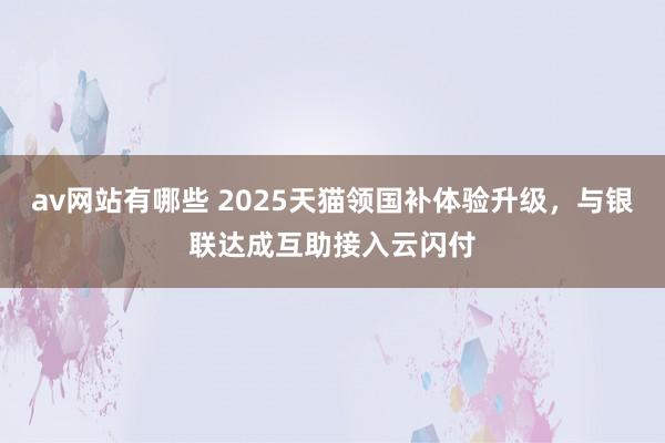 av网站有哪些 2025天猫领国补体验升级，与银联达成互助接入云闪付