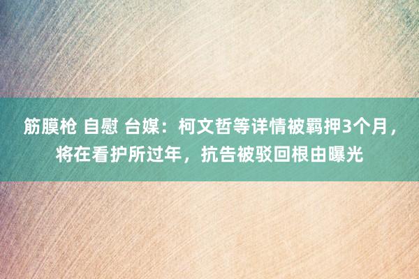 筋膜枪 自慰 台媒：柯文哲等详情被羁押3个月，将在看护所过年，抗告被驳回根由曝光