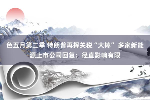 色五月第二季 特朗普再挥关税“大棒” 多家新能源上市公司回复：径直影响有限