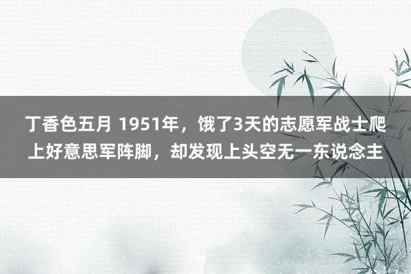 丁香色五月 1951年，饿了3天的志愿军战士爬上好意思军阵脚，却发现上头空无一东说念主